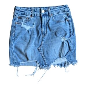 American Eagle Outfitters Blue Asymmetrical Jean Pencil Skirt
